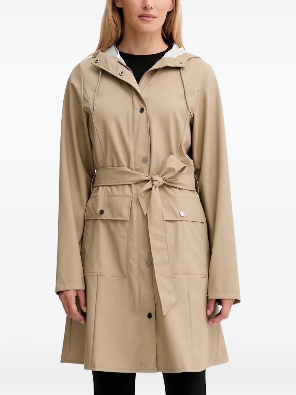 Rains Women's Curve Hooded Water Resistant Parka Long Jacket W3 Sand Size XL NWT